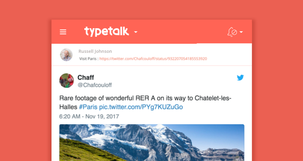 Twitter URLs now display images and videos in Typetalk