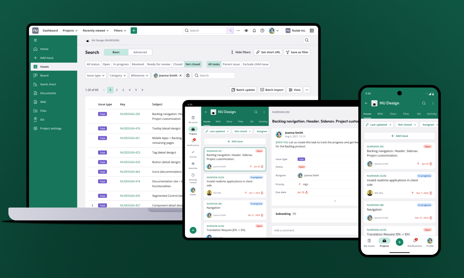 The Backlog web app and the Backlog iOS app shown side by side